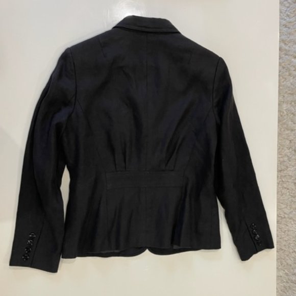 TALBOTS Vintage Petites Black Irish Linen Button Closure Jacket ~ Size 8 - Picture 4 of 15